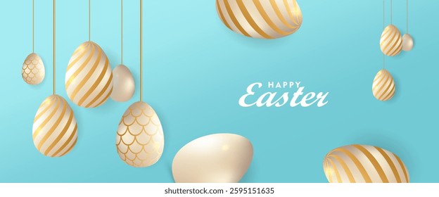 Easter day poster and banner template collection with Easter eggs in colorful gradient style, Greetings card background for Easter Day.Promotion and shopping template for Easter with copy space.