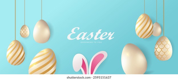 Easter day poster and banner template collection with Easter eggs in colorful gradient style, Greetings card background for Easter Day.Promotion and shopping template for Easter with copy space.