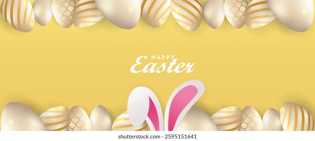 Easter day poster and banner template collection with Easter eggs in colorful gradient style, Greetings card background for Easter Day.Promotion and shopping template for Easter with copy space.