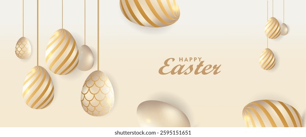 Easter day poster and banner template collection with Easter eggs in colorful gradient style, Greetings card background for Easter Day.Promotion and shopping template for Easter with copy space.