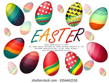 Easter day poster and card whit multicolored Easter egg 