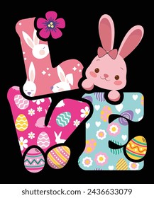 Easter Day Shirts, Love, Women Bunny Eggs Plaid easter Printed T-Shirt Short Sleeve Graphic Tees Tops, Shirt Print Template