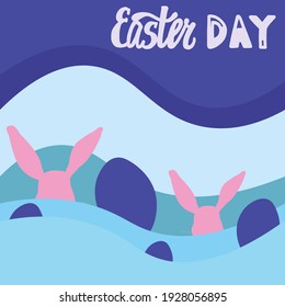 easter day  silhouette  bunny . simple vector illustration . blank for greetings, postcards