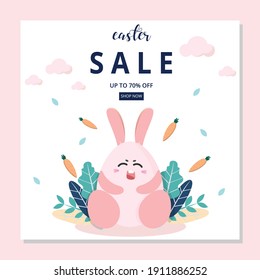 easter day Social media post template. Sale banner. Vector illustration. Hand drawn. Flat design.