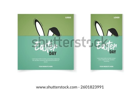Easter day social media post and story template design with rabbit ears for online promotion ads