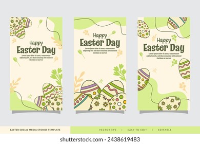 easter day social media stories collection for promotion set in doodle style