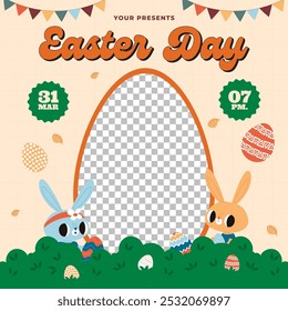 Easter Day Socials Media. Vector illustration greeting card, ad, promotion, poster, flyer, web-banner, article.
