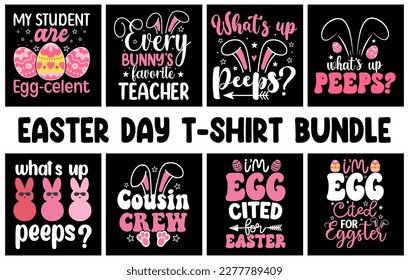 Easter day T-shirt design Bundle, Bunny Easter T-Shirt set, easter t-shirt design vector, Happy Easter day element, bunny t-shirt vector