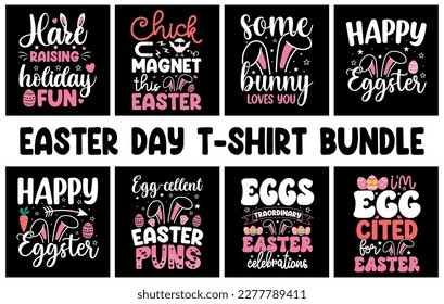 Easter day T-shirt design Bundle, Bunny Easter T-Shirt set, easter t-shirt design vector, Happy Easter day element, bunny t-shirt vector