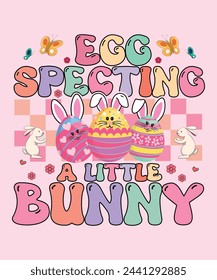 Easter day T-shirt design for Mom. Egg specting a little bunny.