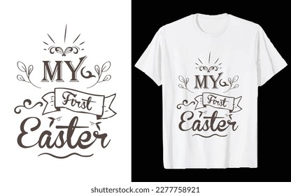 Easter Day T-shirt Design Vector Graphics. Easter typography t shirt apparel, spring holiday. Easter Funny Quotes t-shirt for kid’s men, women. Poster, and gift.