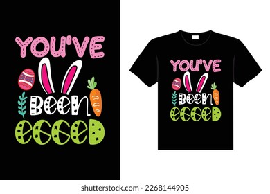 Easter day typography egg lettering t-shirt design holiday greeting cute bunny vector art