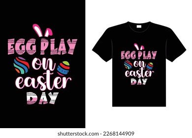 Easter day typography egg lettering t-shirt design holiday greeting cute bunny vector art