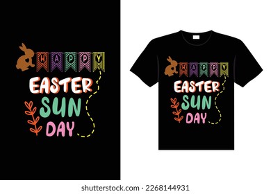 Easter day typography egg lettering t-shirt design holiday greeting cute bunny vector art