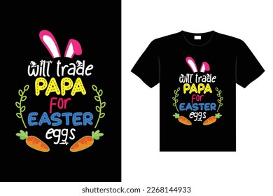 Easter day typography egg lettering t-shirt design holiday greeting cute bunny vector art