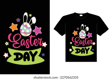 Easter day typography egg lettering t-shirt design holiday greeting cute bunny vector art