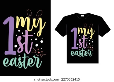 Easter day typography egg lettering t-shirt design holiday greeting cute bunny vector art