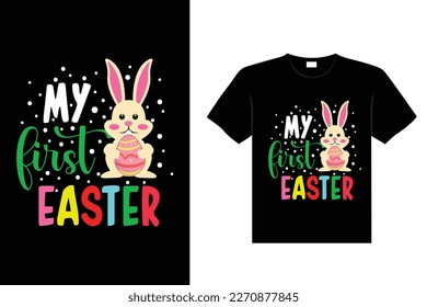 Easter day typography egg lettering t-shirt design holiday greeting cute bunny vector art