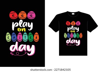 Easter day typography egg lettering t-shirt design holiday greeting cute bunny vector art