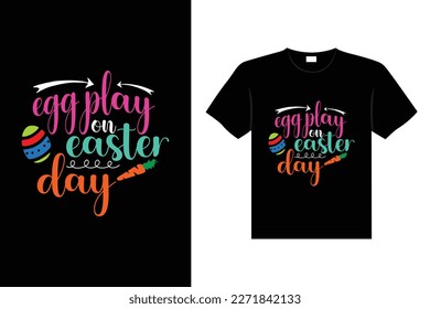 Ostertag Typografie Ei Buchstaben T-Shirt Design Feiertag Gruß süße, sonnige Vektorkunst