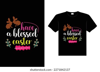 Easter day typography egg lettering t-shirt design holiday greeting cute bunny vector art