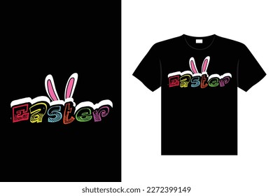 Tipografía del día de Pascua letras de huevo diseño camiseta navidad saludo lindo conejo vectorial arte
