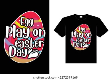 Easter day typography egg lettering t-shirt design holiday greeting cute bunny vector art