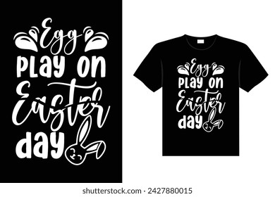 Easter day typography egg lettering t-shirt design holiday greeting cute bunny vector art