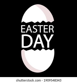 Easter day typography in eggshell, vector art illustration.