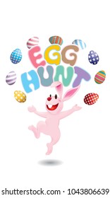 Easter day vector with a cute rabbit. Isolated.