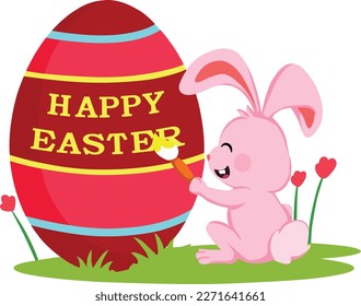Easter Day. Vector design. New Year. Christmas. Happy Easter banner, poster, greeting card, holiday covers. Easter design with eggs, bunny, in pastel colours. 