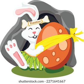 Easter Day. Vector design. New Year. Christmas. Happy Easter banner, poster, greeting card, holiday covers. Easter design with eggs, bunny, in pastel colours. 