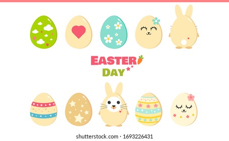 Easter day in vector. Easter eggs icon. Bunny eggs in vector. Cute Easter eggs.