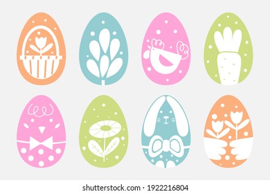 Easter decor. Set of easter eggs. Vector illustration.