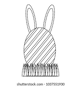 easter decorated egg with bunny icon image vector illustration design  black dotted line