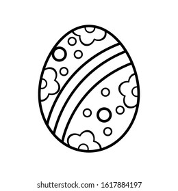 Easter decorated egg. Doodle cute. Coloring book for adults and children. Outline of the contour of the egg. Elements for design greeting cards, wrapping paper,