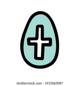  Easter decorated egg. Hand-drawn vector illustration in the doodle style. Egg a sketch. Design for Easter