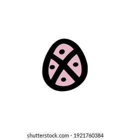  Easter decorated egg. Hand-drawn vector illustration in the doodle style. Egg a sketch. Design for Easter