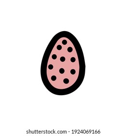  Easter decorated egg. Hand-drawn vector illustration in the doodle style. Egg a sketch. Design for Easter