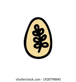  Easter decorated egg. Hand-drawn vector illustration in the doodle style. Egg a sketch. Design for Easter