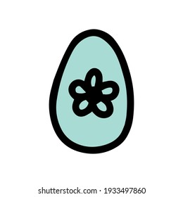  Easter decorated egg. Hand-drawn vector illustration in the doodle style. Egg a sketch. Design for Easter