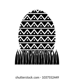 easter decorated egg icon image vector illustration design  black and white