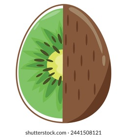 Easter decorated eggs with green kiwi for holiday poster, textile or packaging	