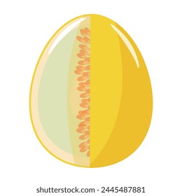 Easter decorated eggs with yellow melon for holiday poster, textile or packaging	