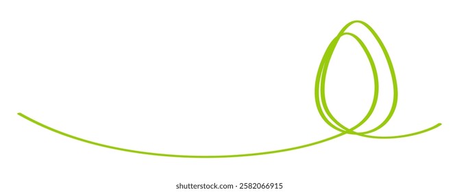 Easter decoration, green egg ribbon style line art border