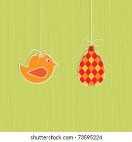 easter decoration with hanging bird and egg