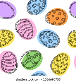 Easter decorative eggs seamless pattern. Hand draw vector illustrations