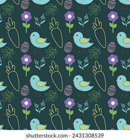 Easter decorative elements pattern seamless. Use for fabric, print, textile, wrapping, background, package, clothing