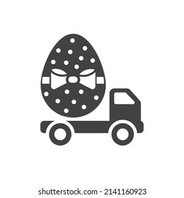 Easter delivery truck. icon, vector.