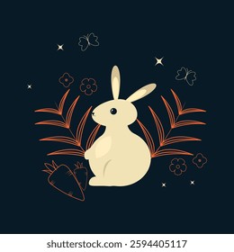 Easter design with bunny on blue background, eps10